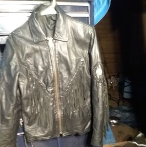 60`era black fringe leather jacket in great condition
